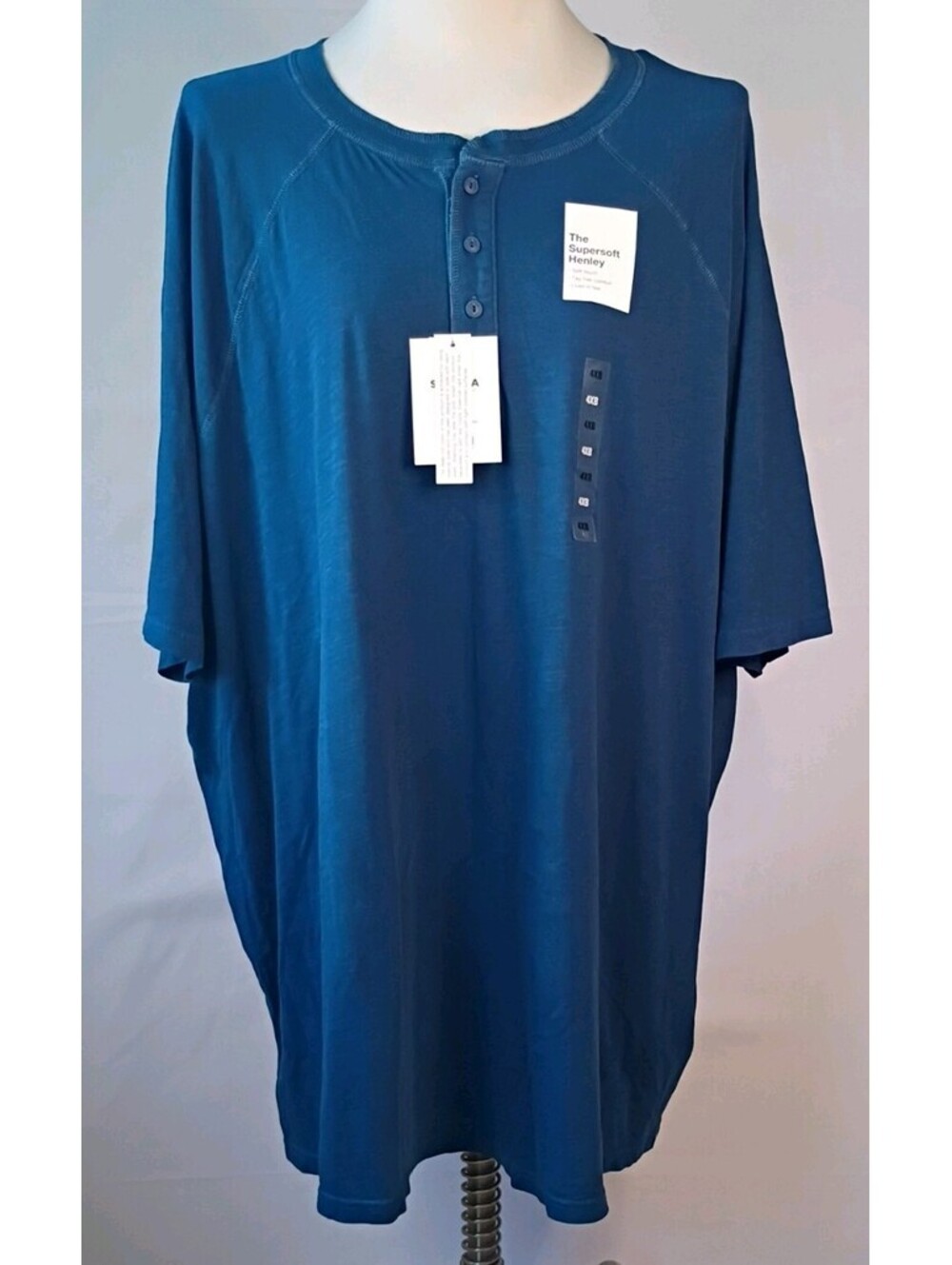 Sonoma Short Sleeve Men Big Tall 4XB Henley T-Shirt Blue Tag-Free